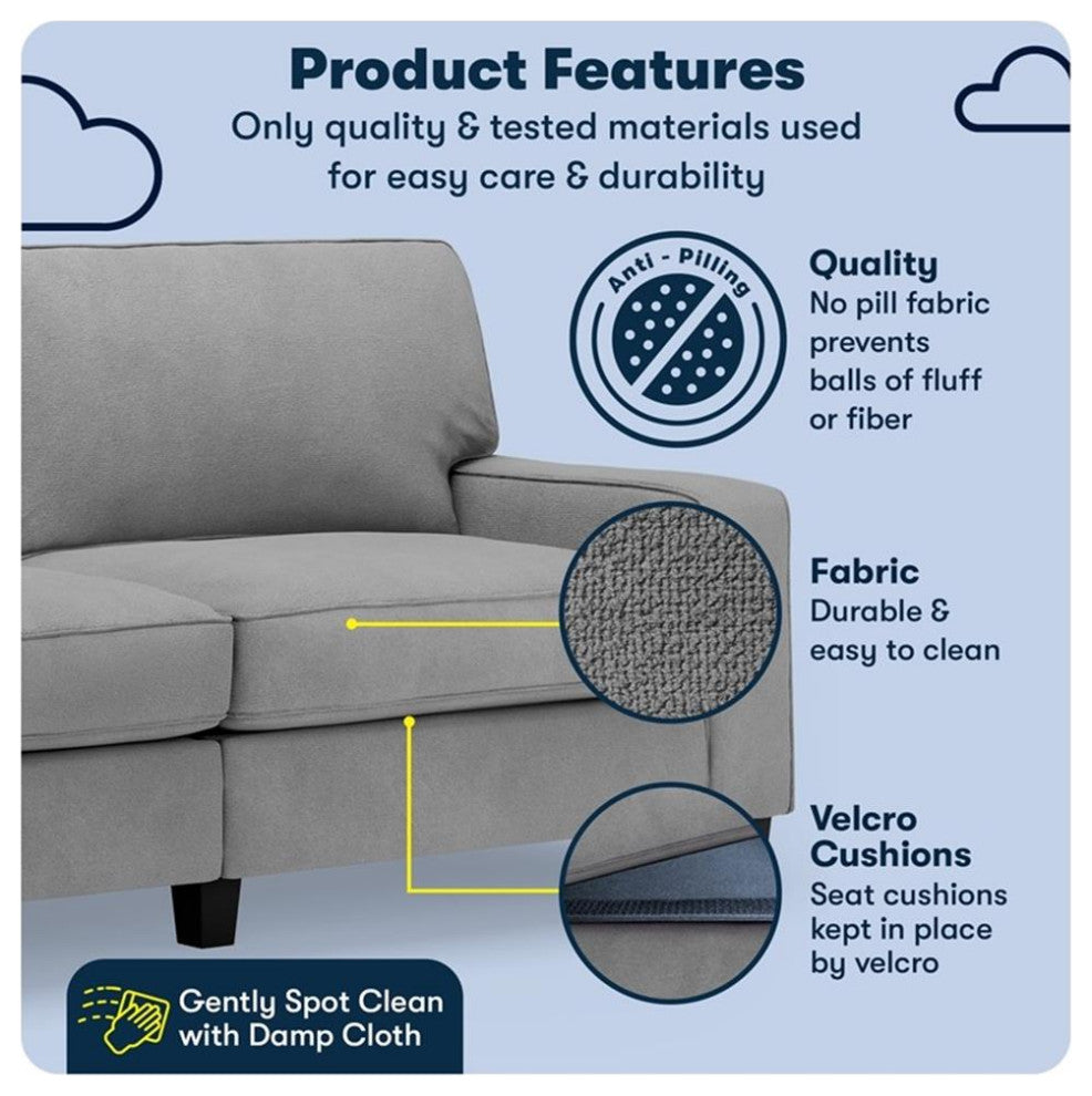 Serta Palisades 78" Track Arm Sofa with Removable Covers Glacial Gray