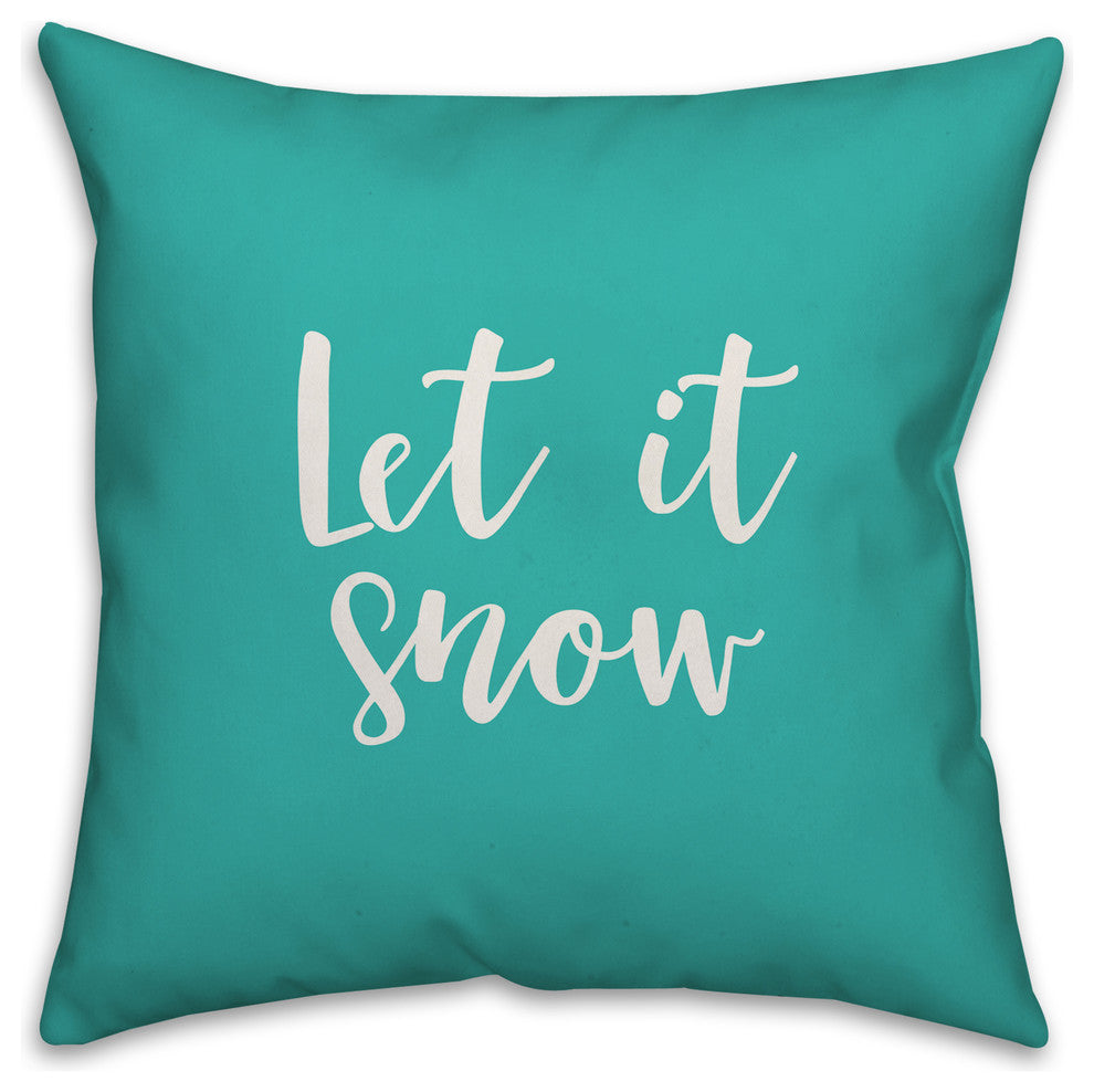 Lights, Tinsel, Mistletoe, Teal 18x18 Throw Pillow Cover