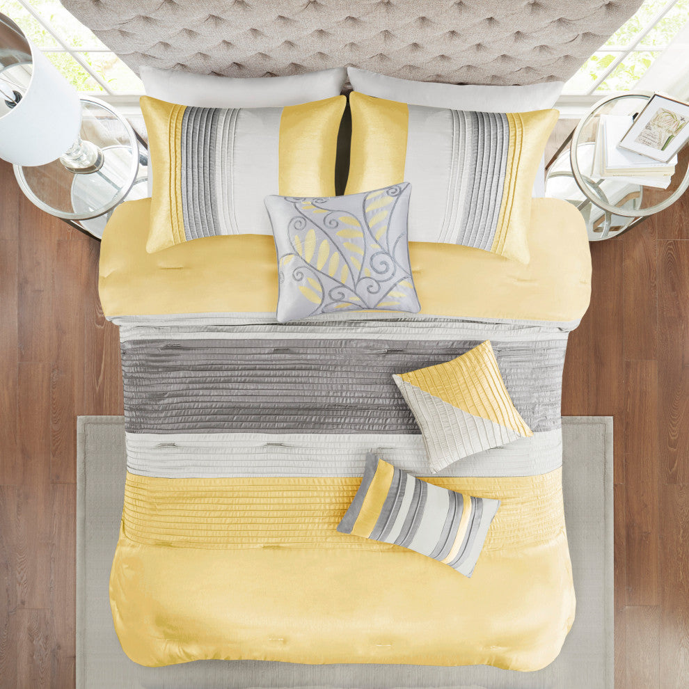 Madison Park Amherst 7 Piece Comforter Set, Yellow