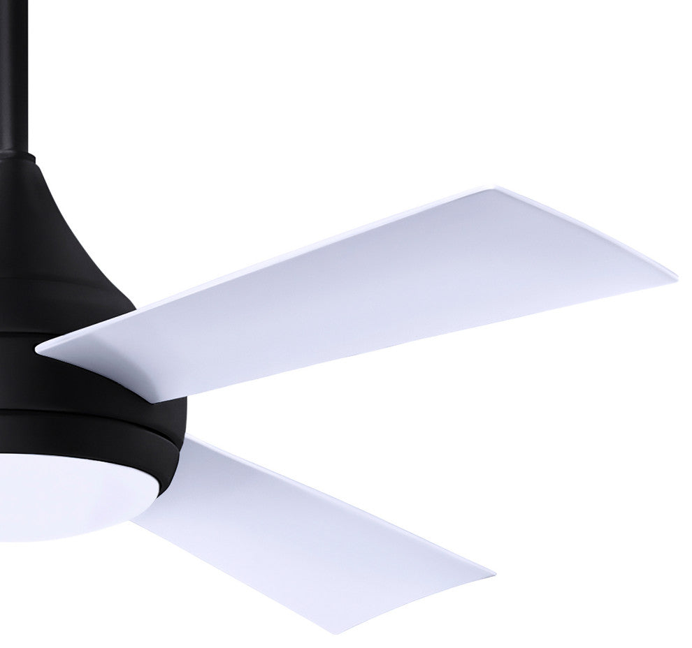 Donaire Paddle Fan Integrated LED, Matte Black, Gloss White Blades