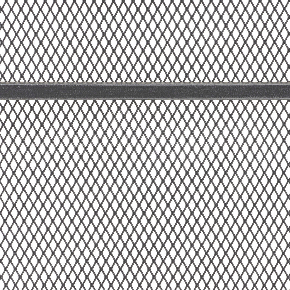 Markus Modern Single Panel Iron Firescreen, Black Brushed Silver Finish