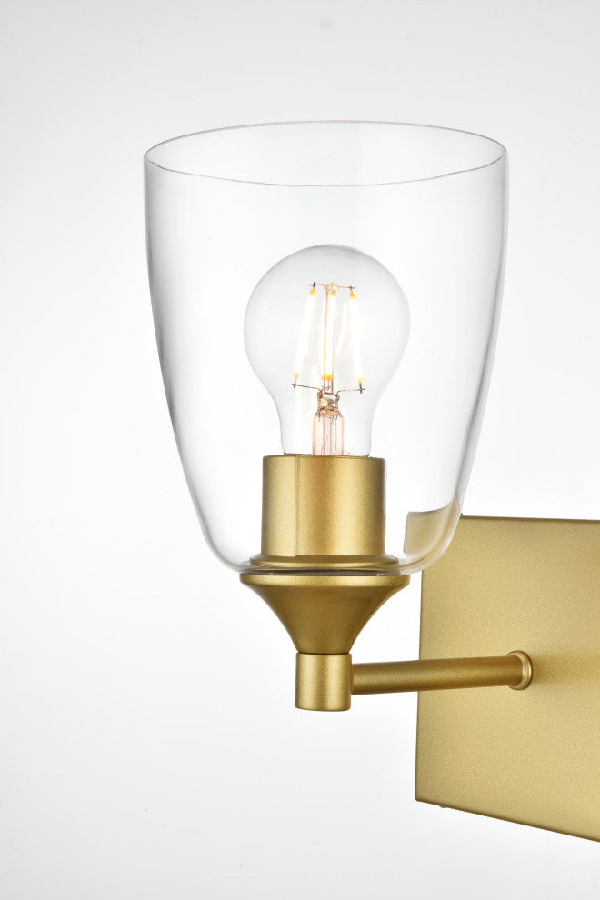 1 Light Brass And Clear Bath Sconce