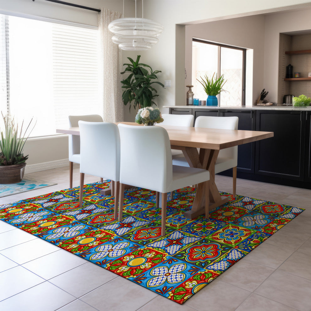 Indoor/Outdoor Kendall KE20 Multi Machine Washable 3' x 5' Rug