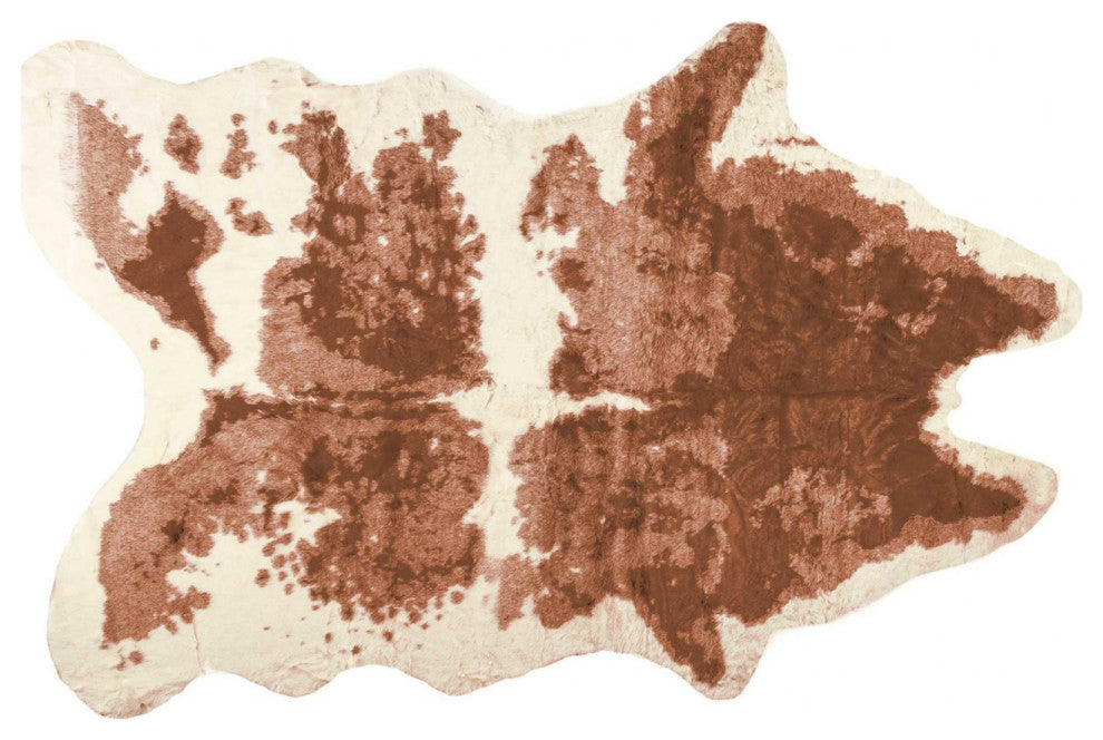 4'x5' Faux Cow Hide Brown and Ivory Area Rug