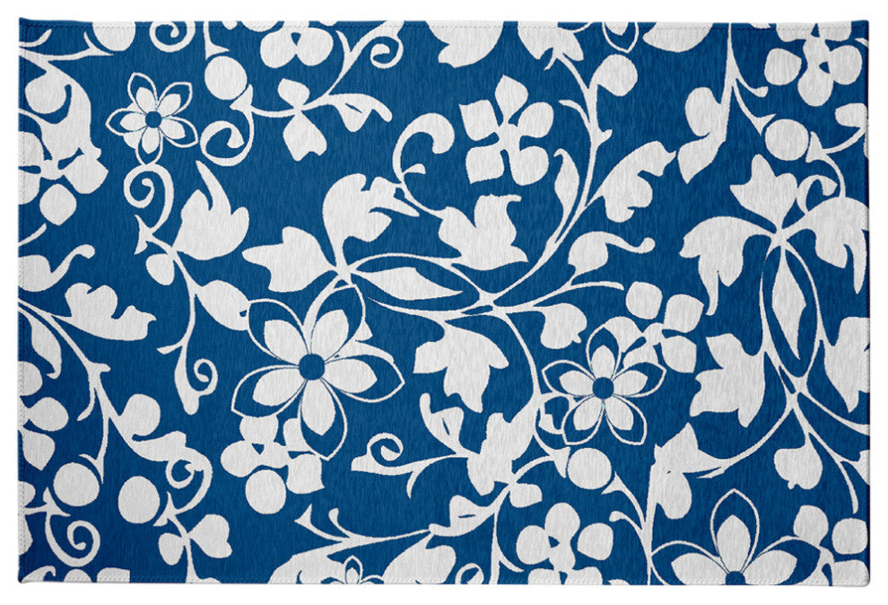 Evelyn Spring Chenille Rug, Dark Cobalt Blue, 4'x6'