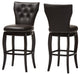 Leonice Faux Leather Button-Tufted Swivel Bar Stools, Set of 2, Dark Brown