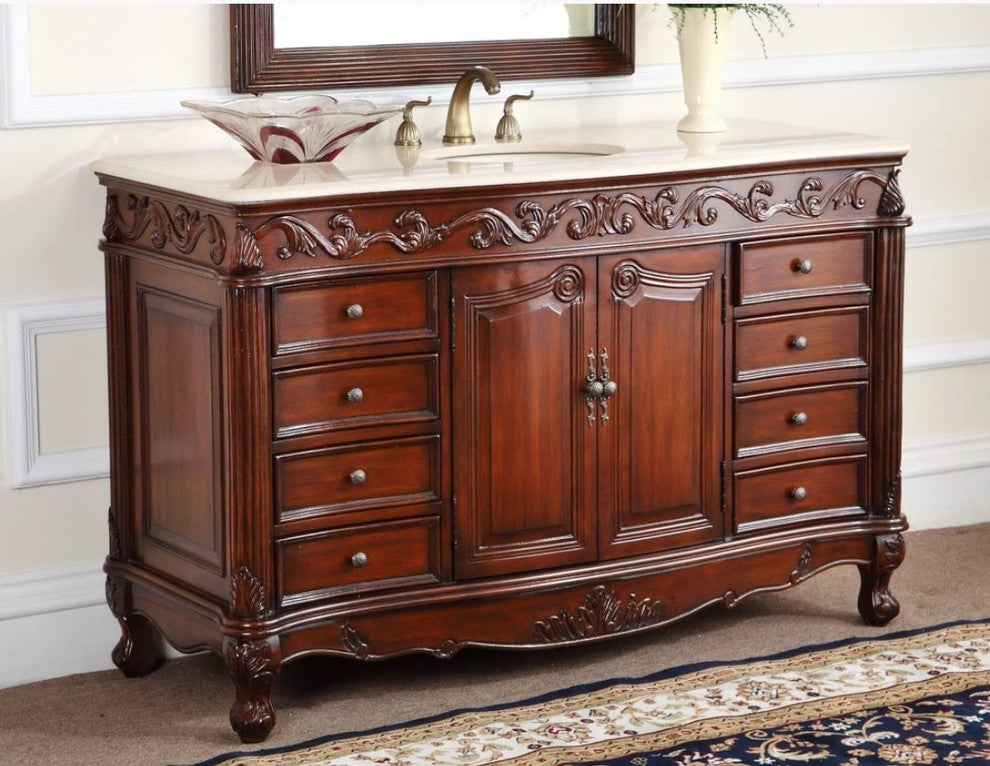 56 inch  Beckham Traditional Brown Bathroom Vanity