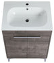 Single Vanity, Gray Oak Finish With Solid Surface Resin White Sink, 24"