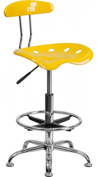 Vibrant Drafting Stool With Tractor Seat, Yellow