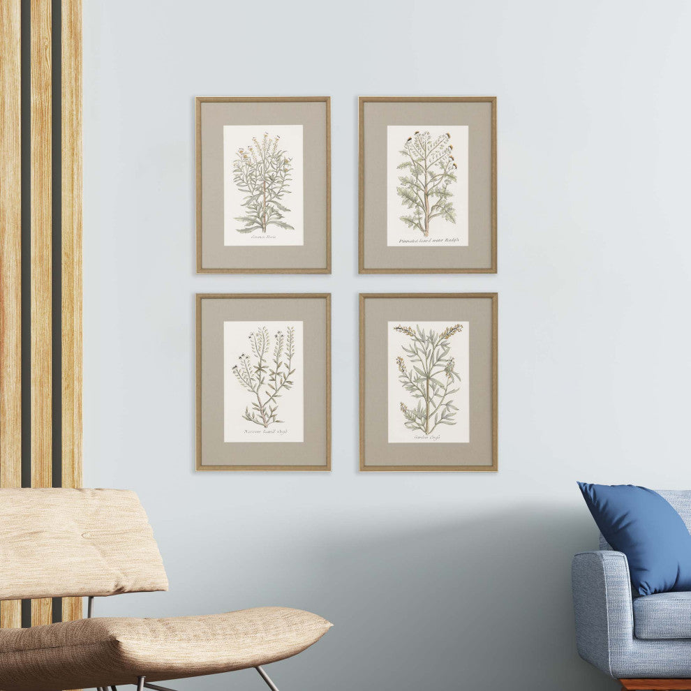 Botanical Plants Art, 4-Piece Set