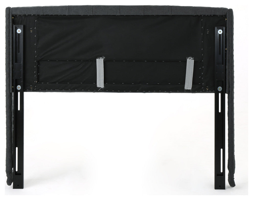 GDF Studio Lidia Wingback Queen/Full Tufted Fabric Headboard, Dark Gray