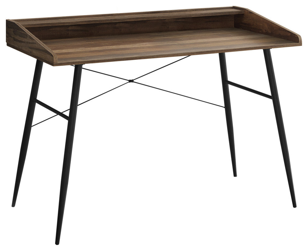 Computer Desk, Home Office, Laptop, Storage Shelves, 48"L, Work, Metal, Brown