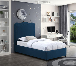 Felix Linen Upholstered Bed, Navy, Twin