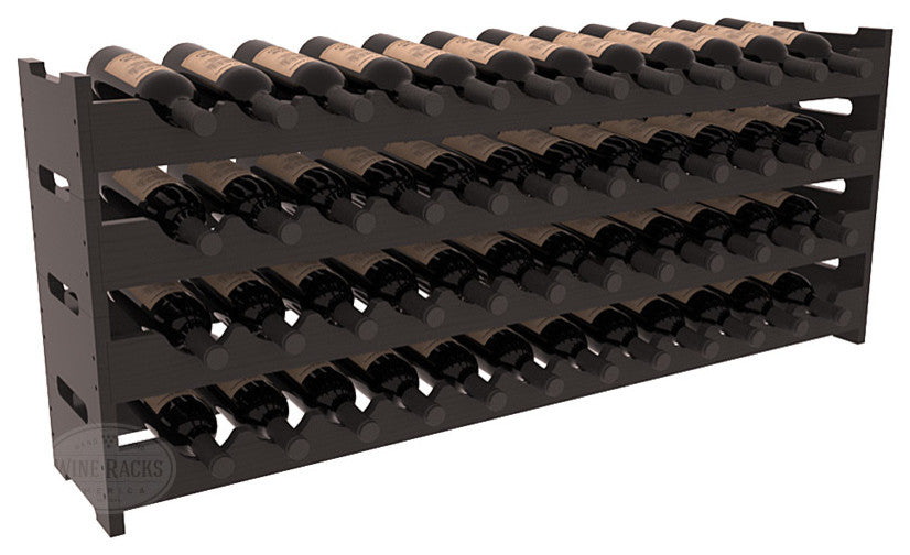 48-Bottle Scalloped Wine Rack, Pine, Black + Satin