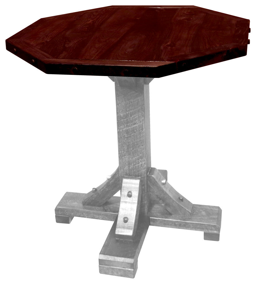 Rustic Barn Wood Style Timber Peg Octagon Pub Table, Thunder White and Michael's Cherry, 36 Inch, Dining Height