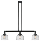 Large Bell 3-Light Island Light, Seedy Glass, Matte Black