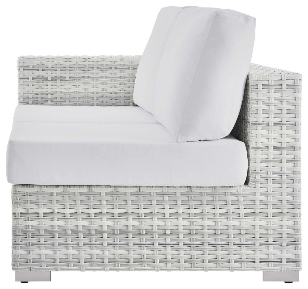 Lounge Sectional Sofa Chair Set, Rattan, Wicker, Gray White, Outdoor