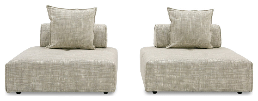Divani Casa Mondo - Modern 2 Seat Modular Beige Fabric Sectional