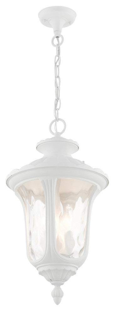 Textured White Traditional, Victorian, Sculptural, Outdoor Pendant Lantern
