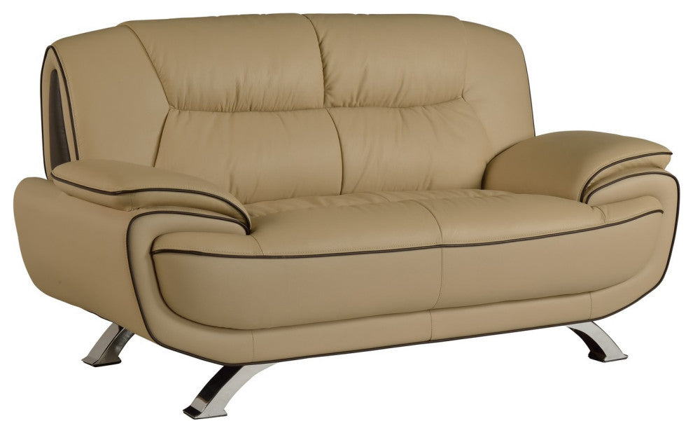67''x35''x35'' Modern Beige Leather Sofa And Loveseat