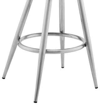 Gabriele 26" Gray Faux Leather and Brushed Stainless Steel Swivel Bar Stool