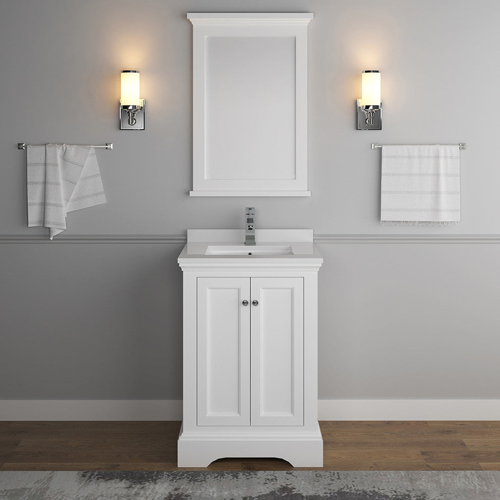 Fresca Windsor 24" Matte White Traditional Bathroom Vanity With Mirror