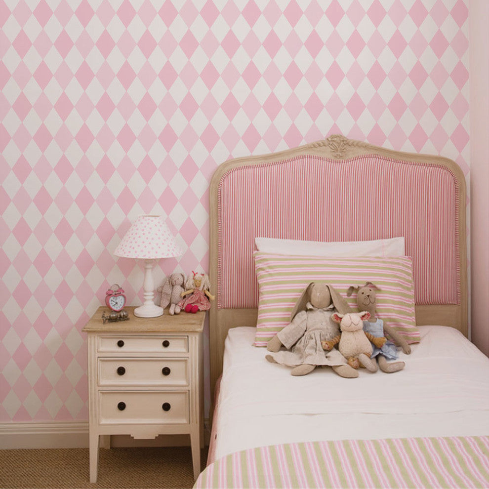 Diamond Peel and Stick Vinyl Wallpaper, Pink, 24"w X 60"h