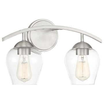 2-Light Bathroom Vanity Light, Matte Black, Brushed Nickel