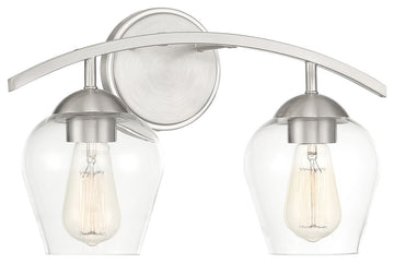 2-Light Bathroom Vanity Light, Matte Black, Brushed Nickel