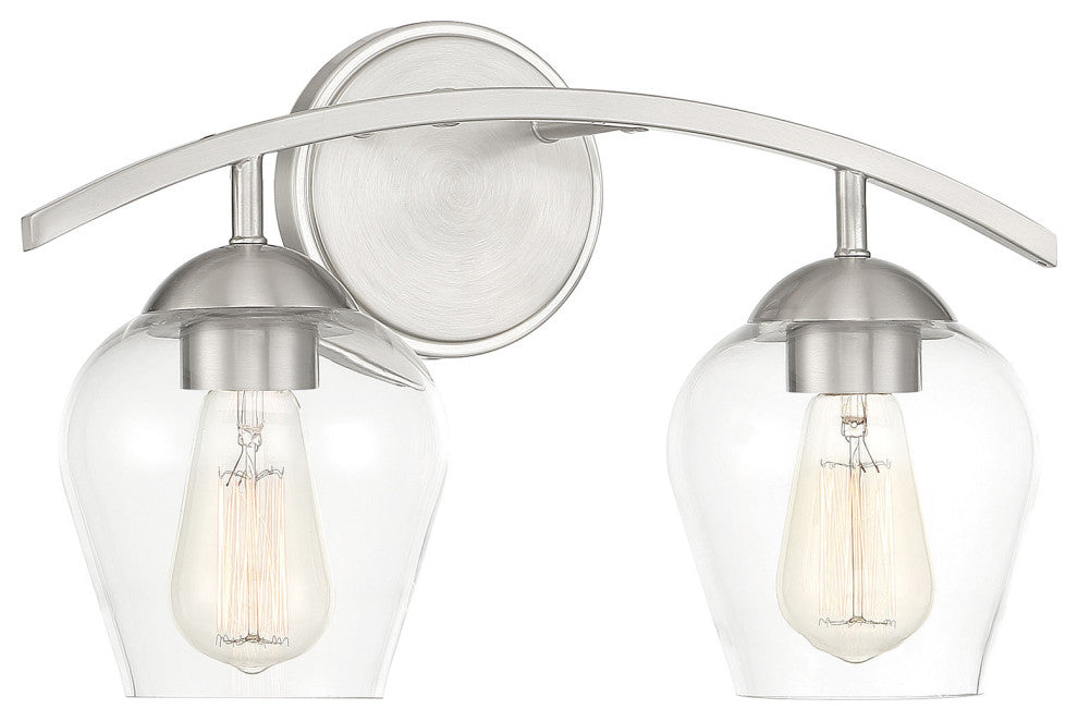 2-Light Bathroom Vanity Light, Matte Black, Brushed Nickel