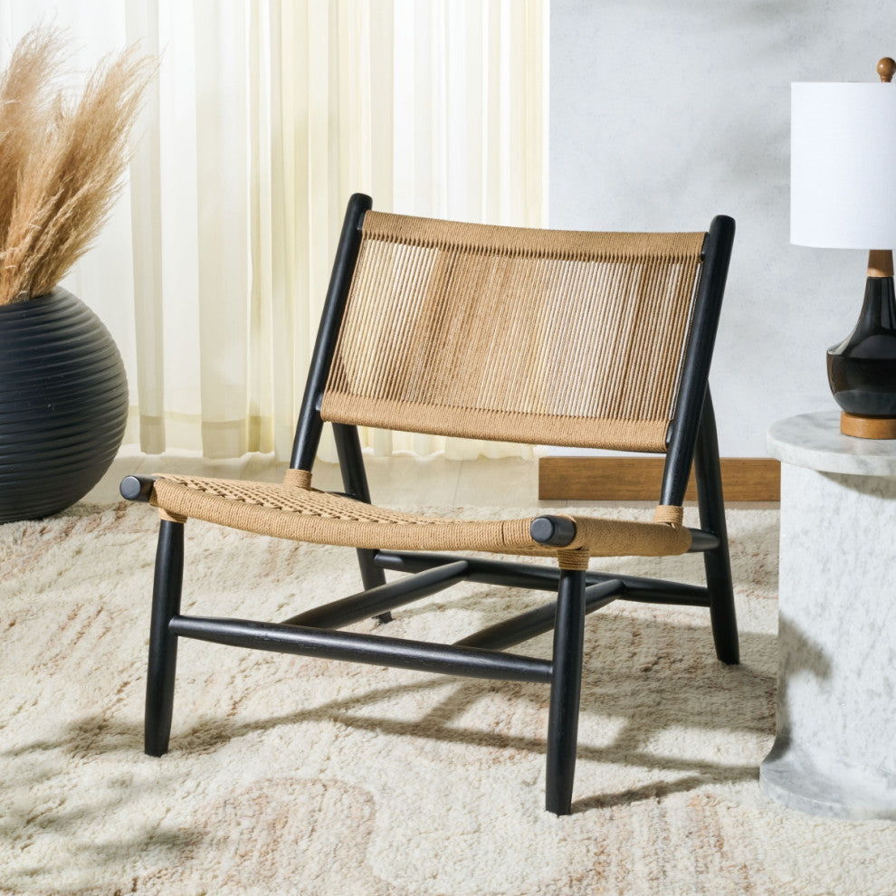 Safavieh Couture Chyanne Woven Accent Chair, Black/Natural