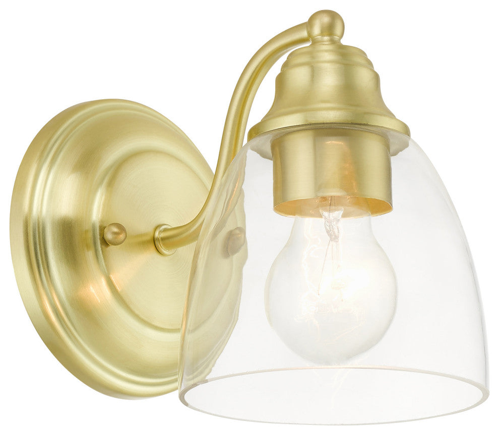 Satin Brass Transitional, Colonial, Vanity Sconce