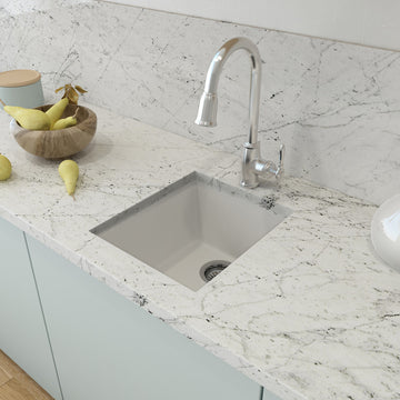 BOCCHI 1608-507-0126 Granite 16" Single Bowl Bar Sink w/ Strainer in Milk White