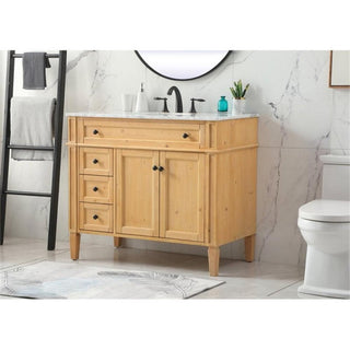 Elegant Decor Park Avenue 40" Aluminum MDF Single Bathroom Vanity - Natural Wood