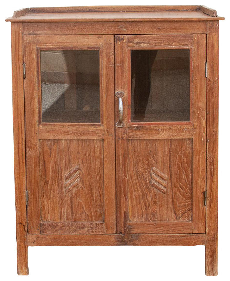 Vintage Teak Glass Kitchen Cabinet