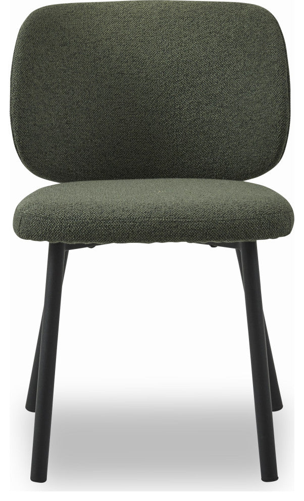 Mid-Century Modern Curved Back DIning Chair, Set of 2, Forest Green Boucle, Dining Height