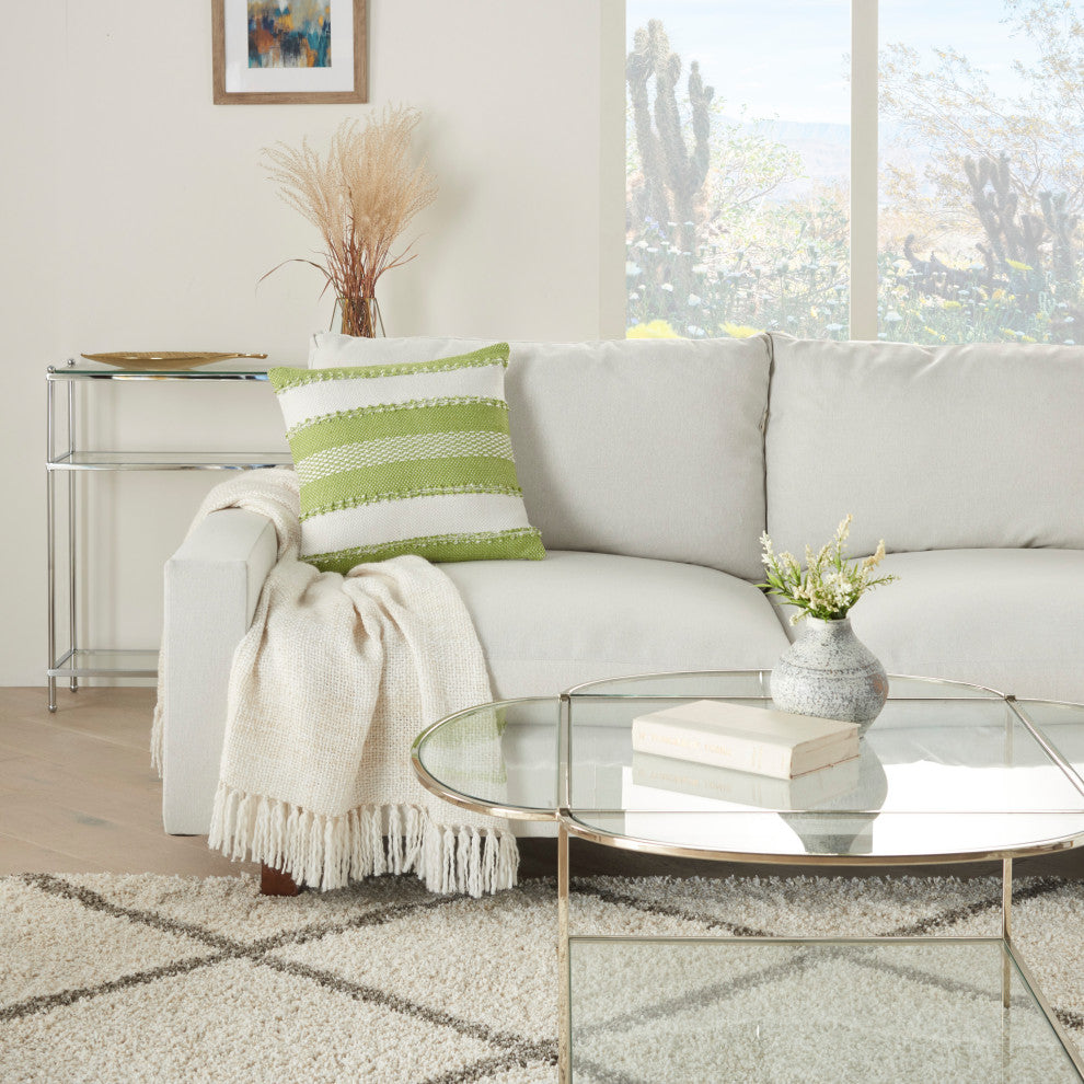 Mina Victory VJ088 Throw Pillow, Green, 18" x 18"