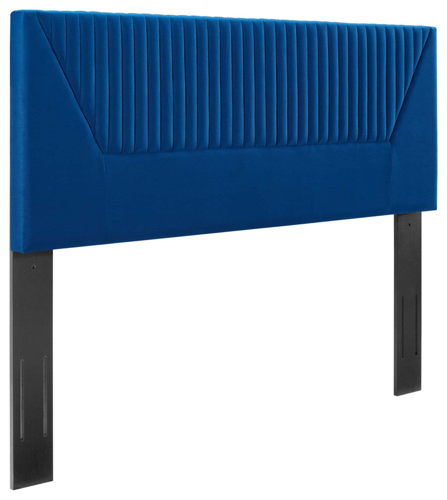 Patience Channel Tufted Performance Velvet Full/Queen Headboard, Navy