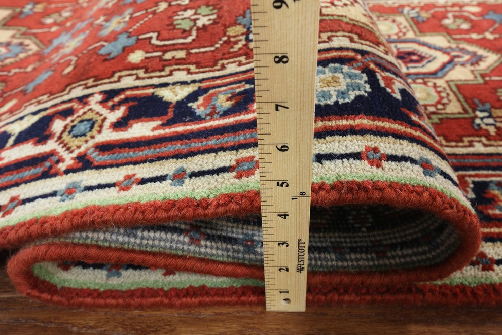 Floral Wool 3'x20' Heriz Serapi Runner Red Hand Knotted Area Rug H9216
