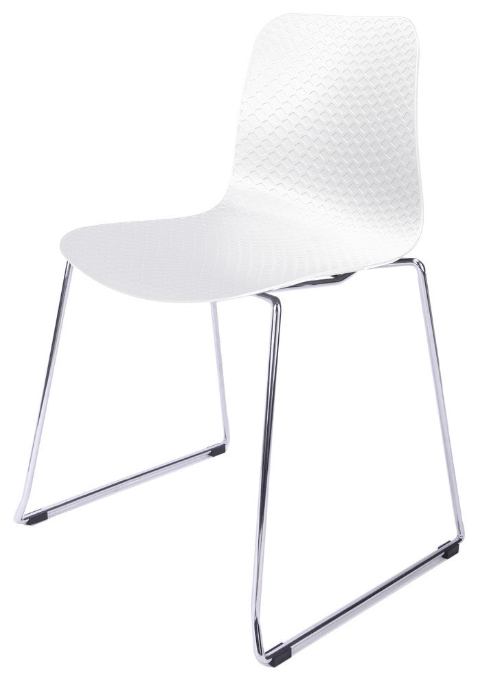 Hebe Series Shell Side Chairs With Steel Wire Metal Legs, Set of 2, White