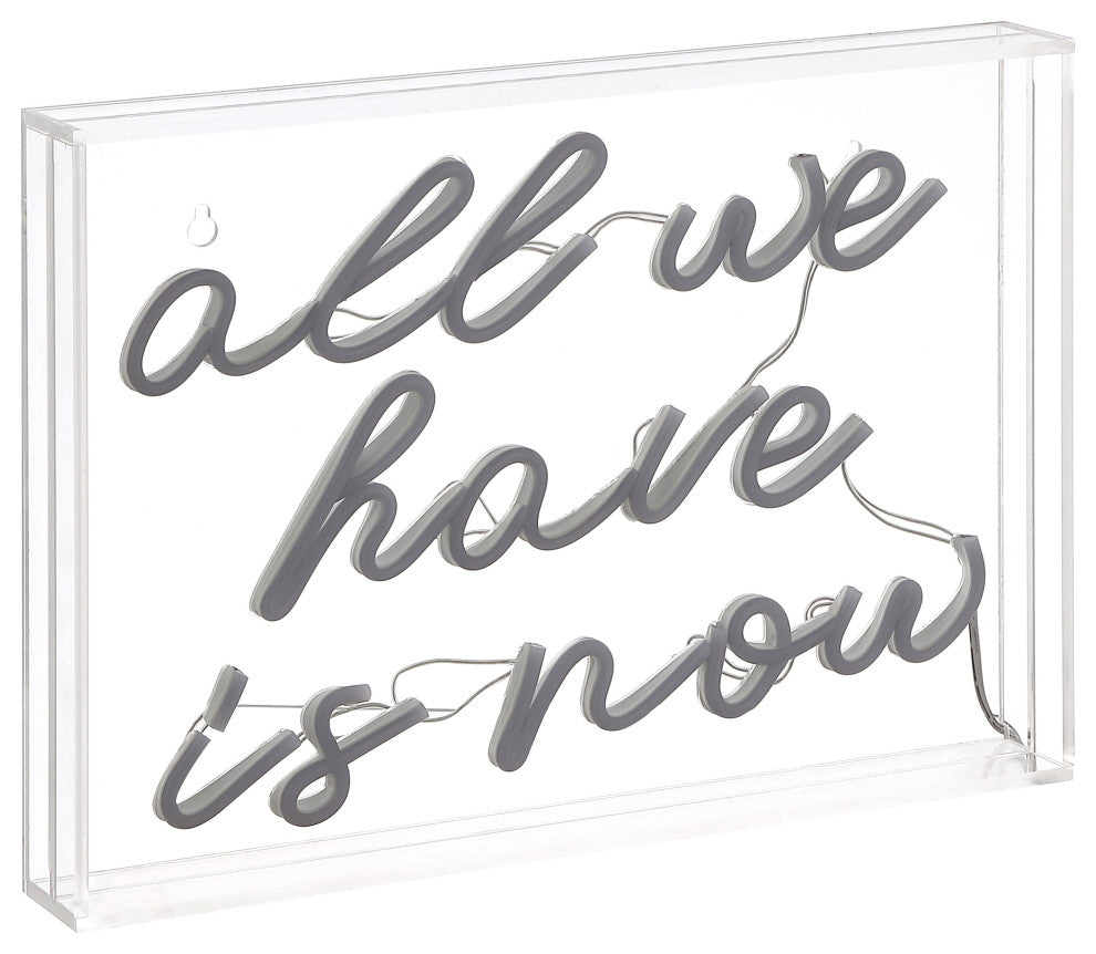 All We Have Is Now 14" X 10" Acrylic Box USB Operated LED Neon Light, White