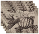 Antique Pumpkin Floral Print Placemat, Set of 4, Brown
