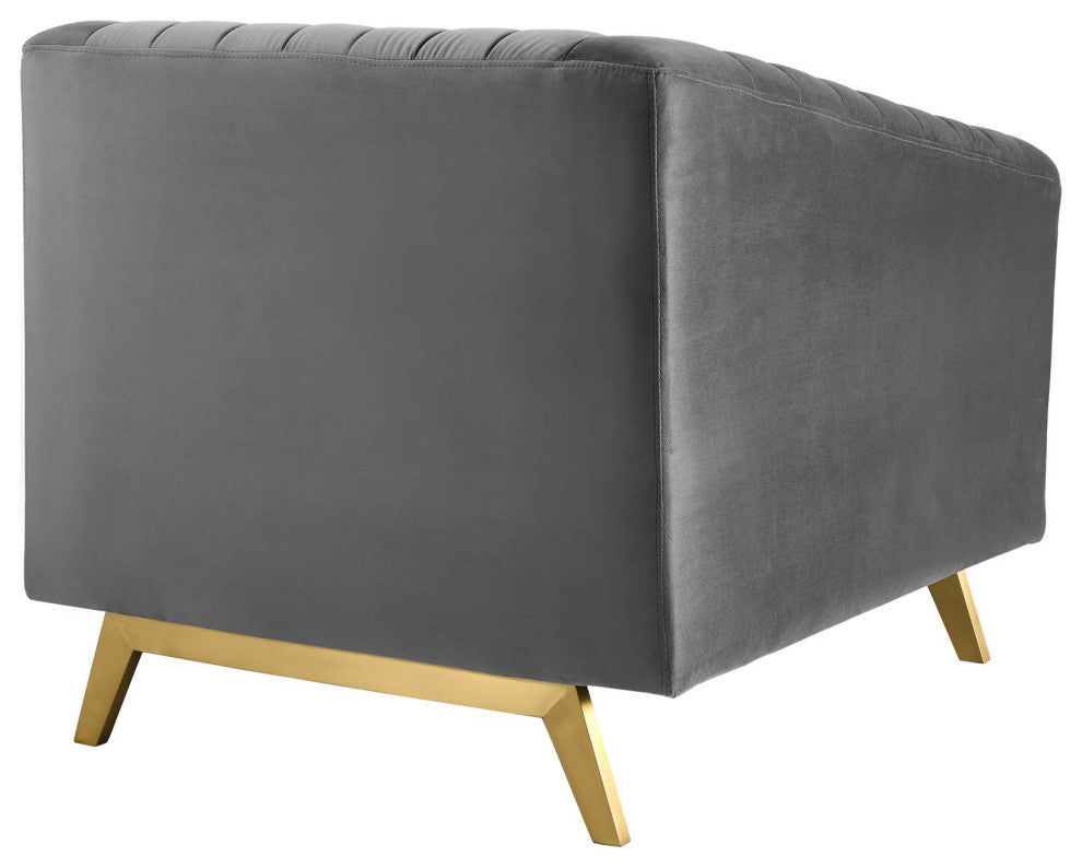 Valiant Vertical Channel Tufted Performance Velvet Armchair