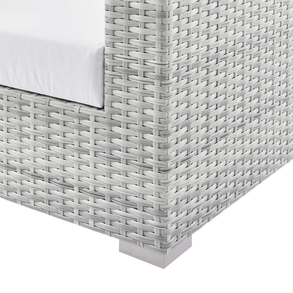 Lounge Loveseat Sofa, Rattan, Wicker, Gray White, Modern, Outdoor Patio
