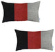 Set of 2 Red Segmented Lumbar Pillow Covers