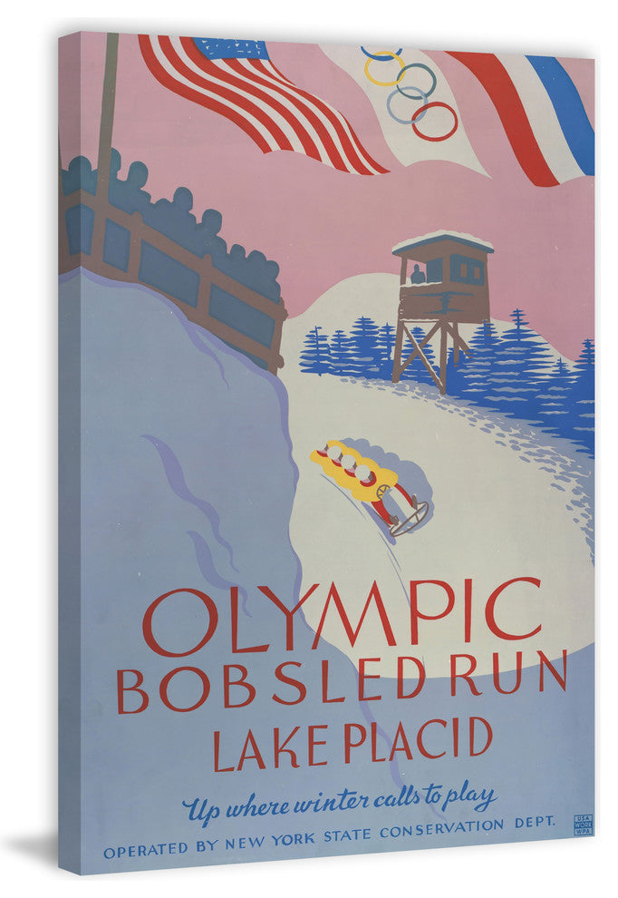 "Olympic Bobsled Run" Painting Print on Wrapped Canvas, 12"x18"