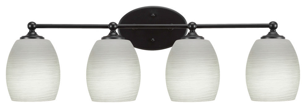 Capri 4-Light Bath Bar, Matte Black/White Linen