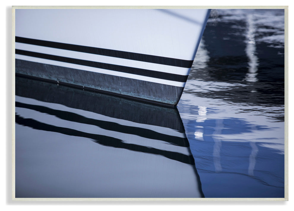 Boat Reflection Ocean Lake Photograph, 10"x15", Wood Art