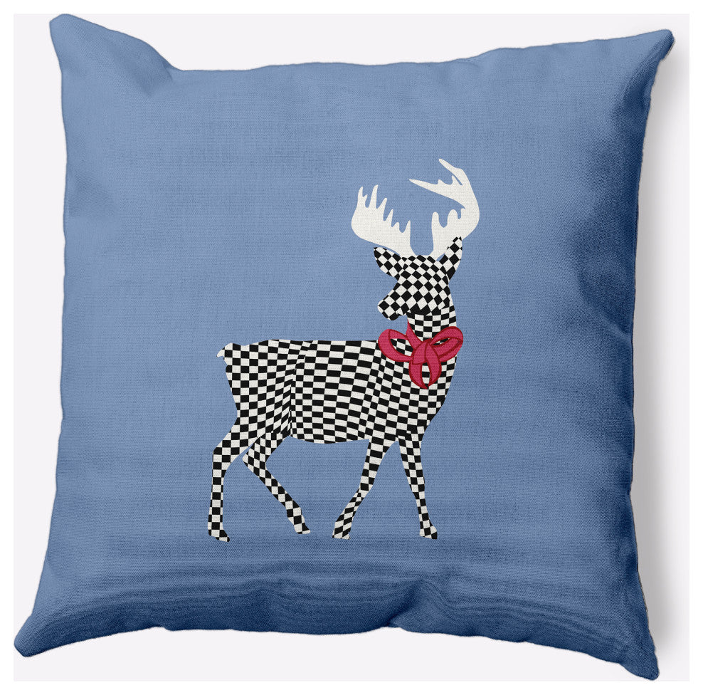 Merry Deer Decorative Throw Pillow, Blue, 18"x18"
