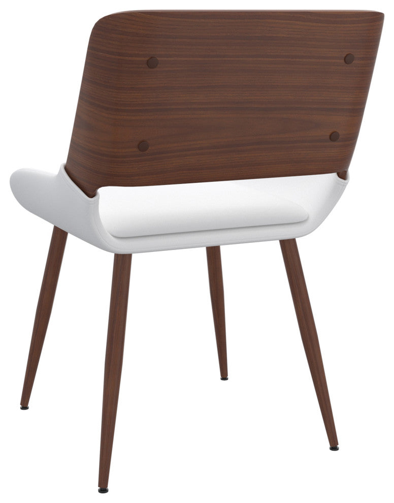 Mid-Century Modern Faux Leather Side Chair, White